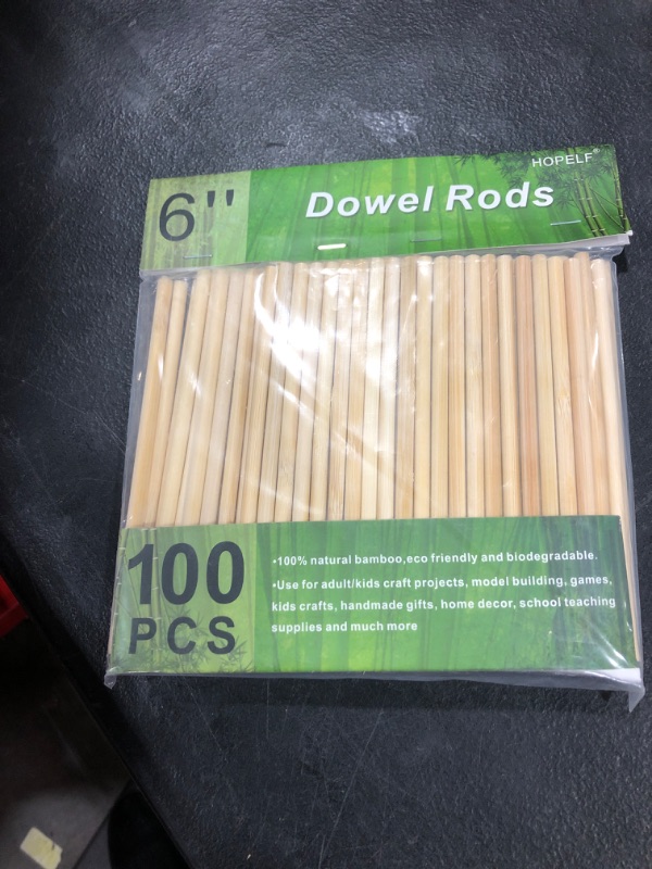 Photo 2 of 100PCS Dowel Rods Wood Sticks Wooden Dowel Rods - 1/4 x 6 Inch Unfinished Bamboo Sticks - for Crafts and DIYers 1/4" x 6" 100