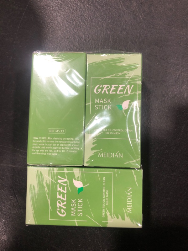 Photo 1 of YANBETTER 3pcs Green Tea Mask Stick for Face, Face Mask Skin Care, Face Moisturizing, Skin Brightening for All Skin Types, Portable Emergency Mask 