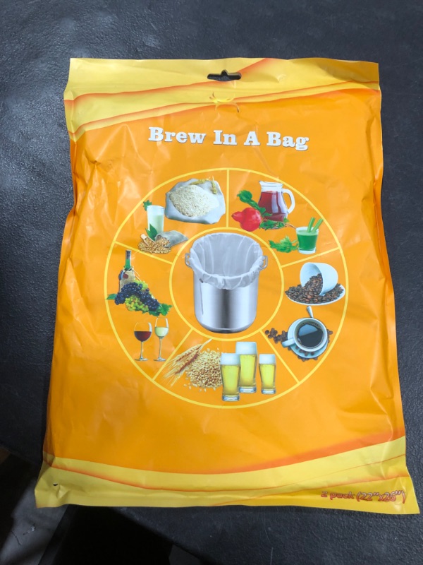 Photo 2 of 2 Pack Brew Bags Reusable Straining Bag Extra Large 26 x 22'' Fine Mesh Bag Strainer Bag Cold Brew Filters Wine Making Supplies Drawstring Cheese Cloth Bag Brew in a Bag for Fruit Cider Beer Wine 