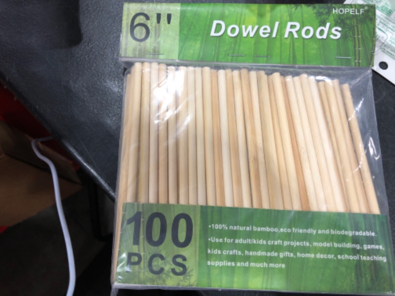 Photo 1 of 100PCS Dowel Rods Wood Sticks Wooden Dowel Rods - 1/4 x 6 Inch Unfinished Bamboo Sticks - for Crafts and DIYers 1/4" x 6" 100