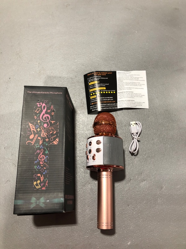 Photo 1 of  Wireless Bluetooth Karaoke Microphone, 3-in-1 Portable Handheld Mic Speaker for All Smartphones,Gifts for Girls Kids Adults All Age Q37(Rose Gold)