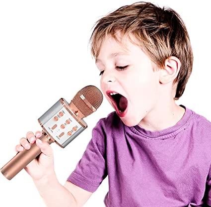 Photo 1 of  Wireless Bluetooth Karaoke Microphone, 3-in-1 Portable Handheld Mic Speaker for All Smartphones,Gifts for Girls Kids Adults All Age Q37(Rose Gold)