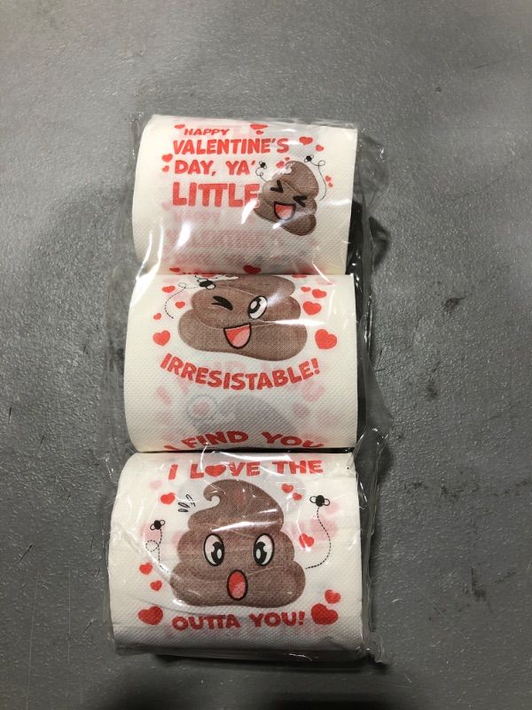 Photo 2 of JOYIN 3 PCS Valentine's Day Novelty Toilet Paper, Romantic Funny Gifts for Her/Him, Valentines Party Favors, Valentine's Day Anniversary Present, Valentine's Day Decoration funny toilet paper