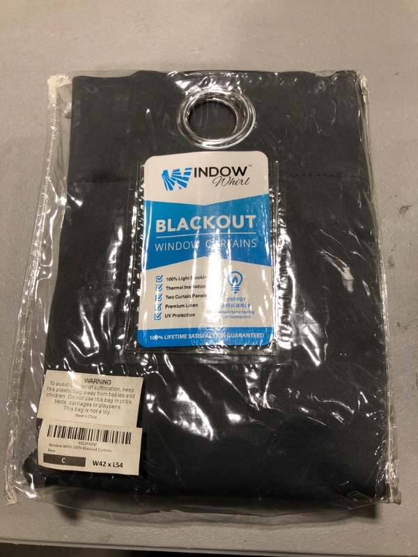 Photo 2 of 100% Blackout Window Curtains: Room Darkening Thermal Window Treatment with Light Blocking Black Liner for Bedroom, Nursery and Day Sleep - 2 Pack of Drapes, Charcoal (54” Drop x 42” Wide Each) Charcoal W42 x L54