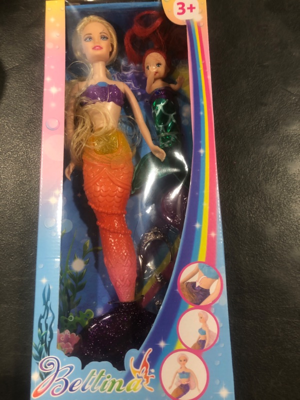 Photo 2 of BETTINA Mermaid Princess Doll with Little Mermaid Doll & Accessories, Mermaid Toys Princess Birthday Gifts, Girls Toys Aged 3 4 5 6 7 Years Olds, Yellow Gold Hair