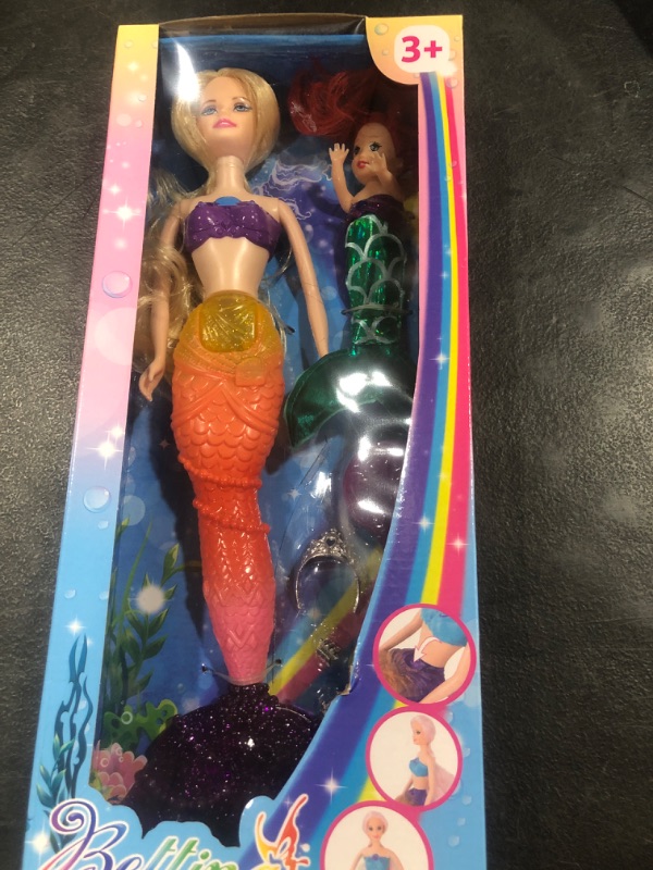 Photo 2 of BETTINA Mermaid Princess Doll with Little Mermaid Doll & Accessories, Mermaid Toys Princess Birthday Gifts, Girls Toys Aged 3 4 5 6 7 Years Olds, Yellow Gold Hair