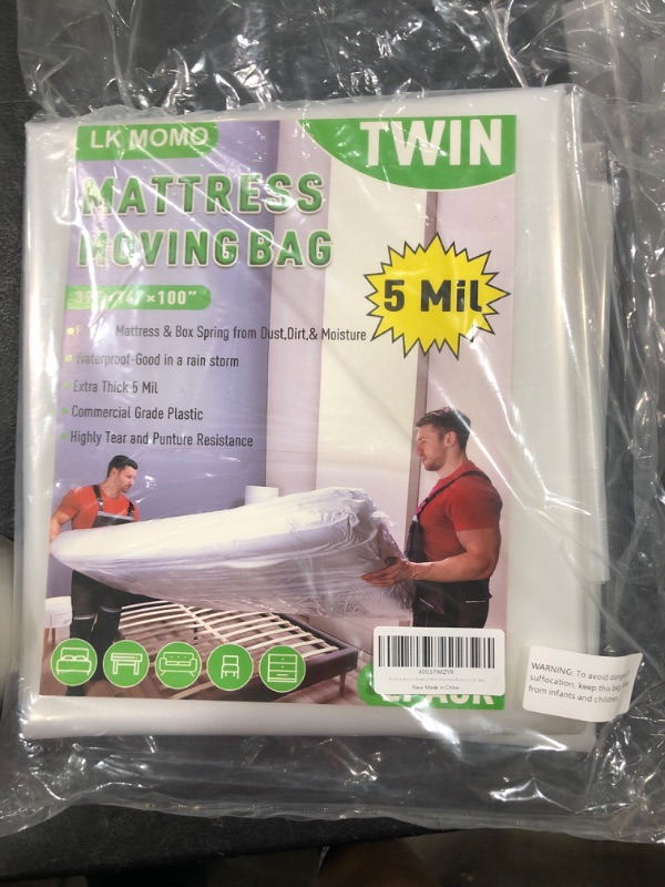 Photo 2 of 5 Mil Mattress Bag for Moving, 2 Pack Mattress Storage Bag - Extra Thick Mattress Protector Twin Size, Heavy Duty Plastic Bag for Moving Mattress with Highly Tear and Puncture Resistance (2, Twin) 2 Twin