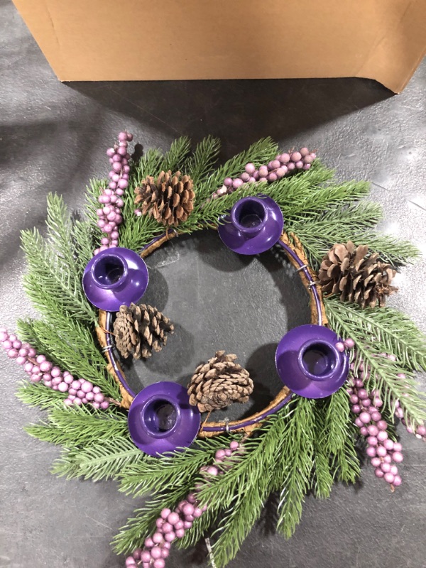 Photo 2 of [Safety Fire Retardant] Christmas Purple Advent Wreath Decoration, Realistic Spruce Christmas Centerpiece with 4 Candle Holder Pinecone 6 Berry Advent Decor for Table Holiday Home Church (No Candles)
5 BOXES