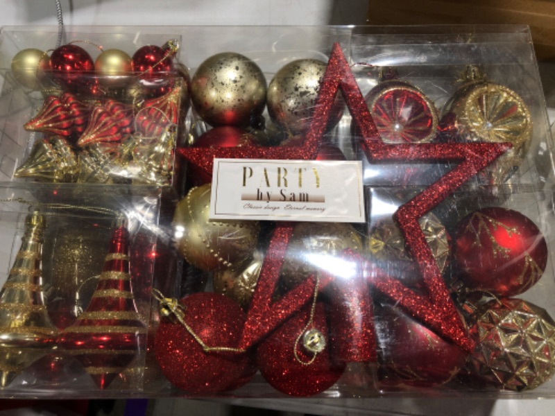 Photo 1 of 100ct Luxury Red and Gold Christmas Ball Ornaments Decor, Shatterproof Christmas Tree Ornaments Value Pack for Xmas Decoration 
