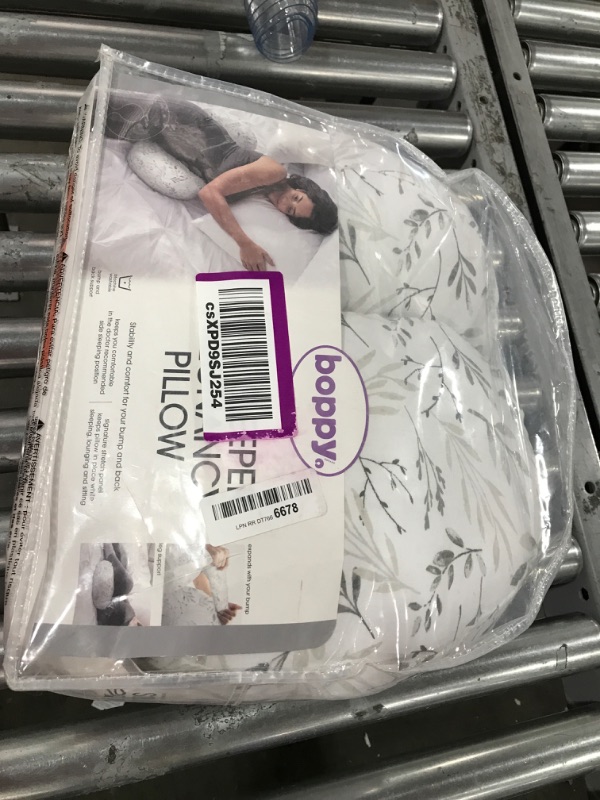 Photo 1 of Boppy Side Sleeper Pregnancy Pillow with Removable Jersey Pillow Cover | Gray Falling Leaves | Compact, Stay-Put Design | Prenatal and Postnatal Positioning Falling Leaves Gray