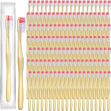 Photo 1 of 200 Pcs Disposable Toothbrushes Bulk Individually Wrapped Manual Soft Bristle Travel Toothbrushes Single Use 