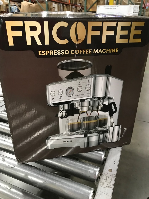 Photo 6 of (MISSING PARTS) Fricoffee Espresso Machine with Grinder Espresso Maker Stainless Steel with Milk Frother Cappuccino Machine Semi Automatic Espresso Machine
