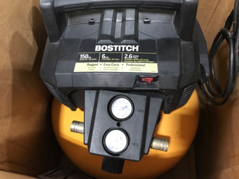 Photo 2 of BOSTITCH Pancake Air Compressor, Oil-Free, 6 Gallon, 150 PSI (BTFP02012)