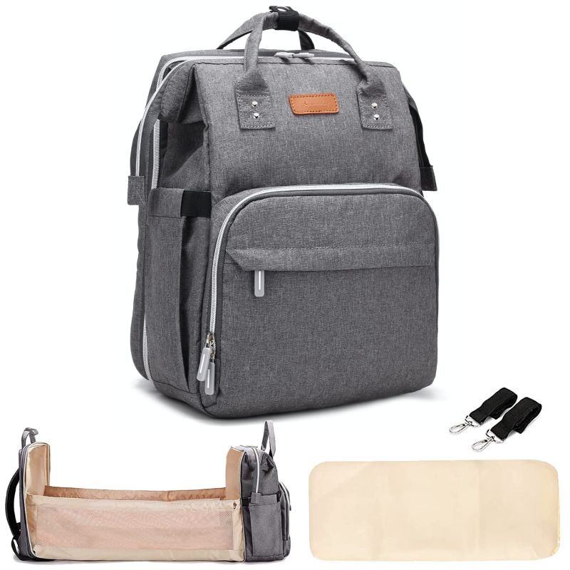 Photo 1 of BeautyLivoor Diaper Bag Backpack, Large Capacity Multifunction Diaper Backpack with Changing Pad, Travel Baby Bag for Moms Dads, Baby Registry Search Shower Gifts Waterproof and Stylish Gray 
