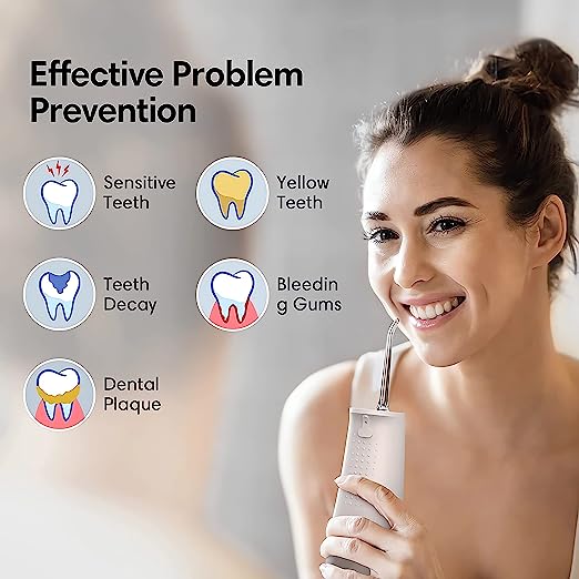 Photo 1 of  Water Flossers for Teeth Cleaning, IPX7 Waterproof Dental Oral Irrigator with 3 Modes and 4 Replaceable Tips, Powerful Battery Water Teeth Cleaner Pick for Home Travel

