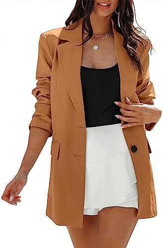 Photo 1 of  Women's Casual Button Long Sleeve Lapel Open Front Pad Shoulder Office Blazer Jacket Work Suit  X-LARGE