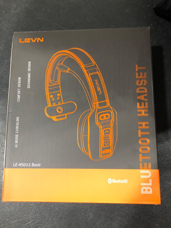 Photo 3 of LEVN Bluetooth Headset with Microphone, Trucker Bluetooth Headset with AI Noise Cancelling & Mute Button, Wireless On-Ear Headphones 60 Hrs Working Time, for Trucker Home Office Remote Work Zoom
