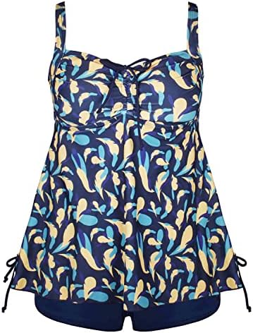 Photo 1 of ALLEZ Two Piece Plus Size Tankini Swimsuits for Women Flowy Bathing Suits with Shorts Tummy Control Swimwear---22W
