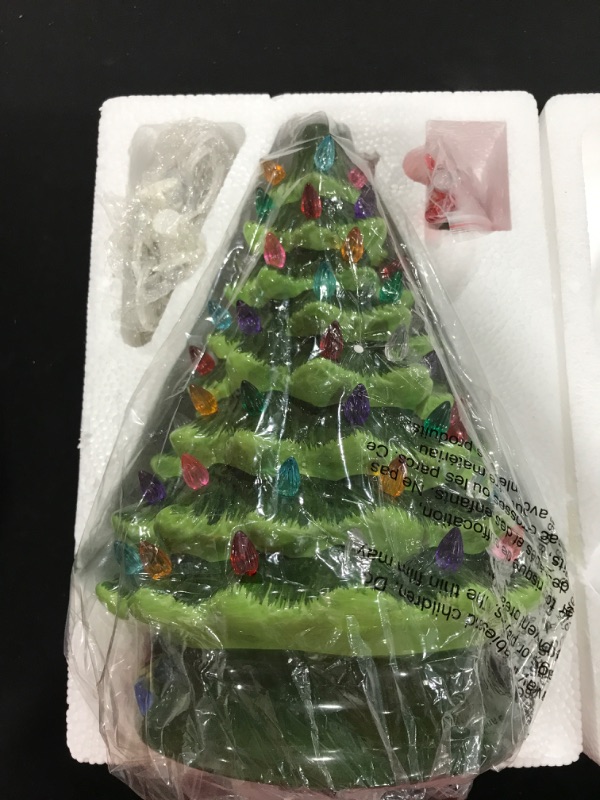 Photo 2 of 15" Tabletop Prelit Ceramic Christmas Tree with 70 Multicolor Lights, Hand-Painted Ceramic Tabletop Christmas Tree for Christmas Holiday Indoor Decorations