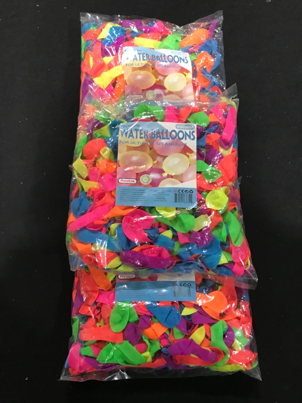 Photo 1 of 3 Pack- Prextex 600 Easy Fill Water Balloons - Bulk Balloon Pack for Water Sports Fun, Splash Fights for Swimming Pool Backyard Toy and Outdoors, Summer Outdoor Water Game and Party Favors