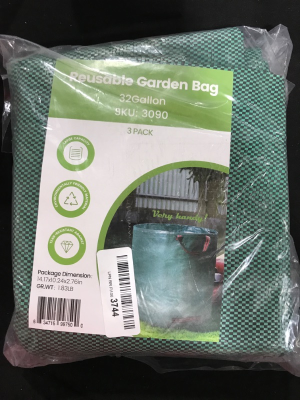 Photo 2 of 3 Pack Reuseable Garden Waste Bags - 32 Gal Large Leaf Bag Holder/Heavy Duty Lawn Pool Yard Waste Bags/Waterproof Debris Bag