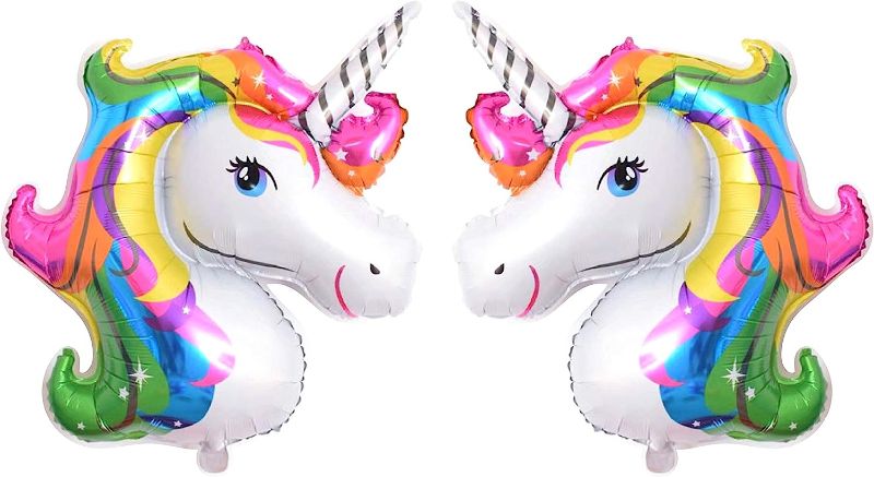 Photo 1 of [3 Pkgs] Unicorn Balloon 2 Pcs 43” Large Foil Balloons Unicorn Party Decoration for Birthday Party, Baby Shower, Wedding Unicorn Party Supplies 