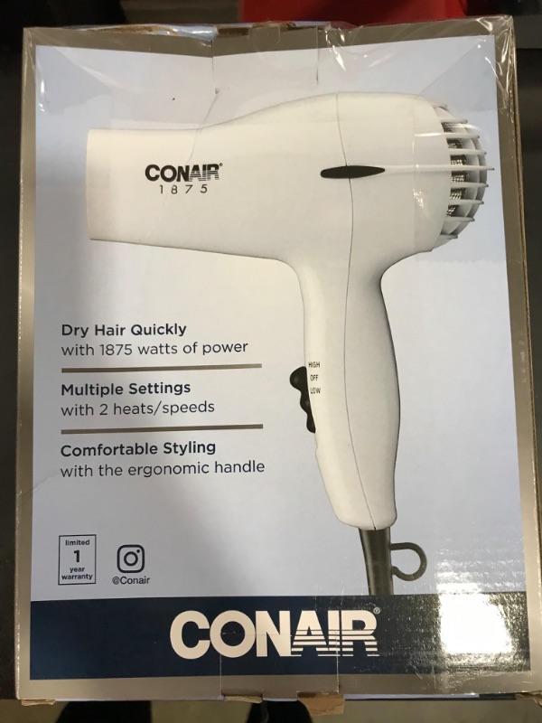 Photo 2 of Conair Mid Size Hair Dryer - White - 1875 Watts