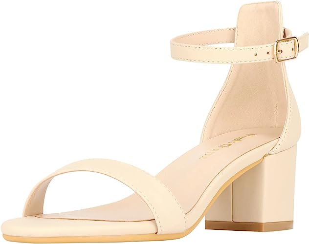 Photo 1 of [Size 6] Women's Strappy Chunky Block Low Heeled Sandals 2 Inches Open Toe Ankle Strap High Heel Dress Sandals Daily Work Party Shoes 