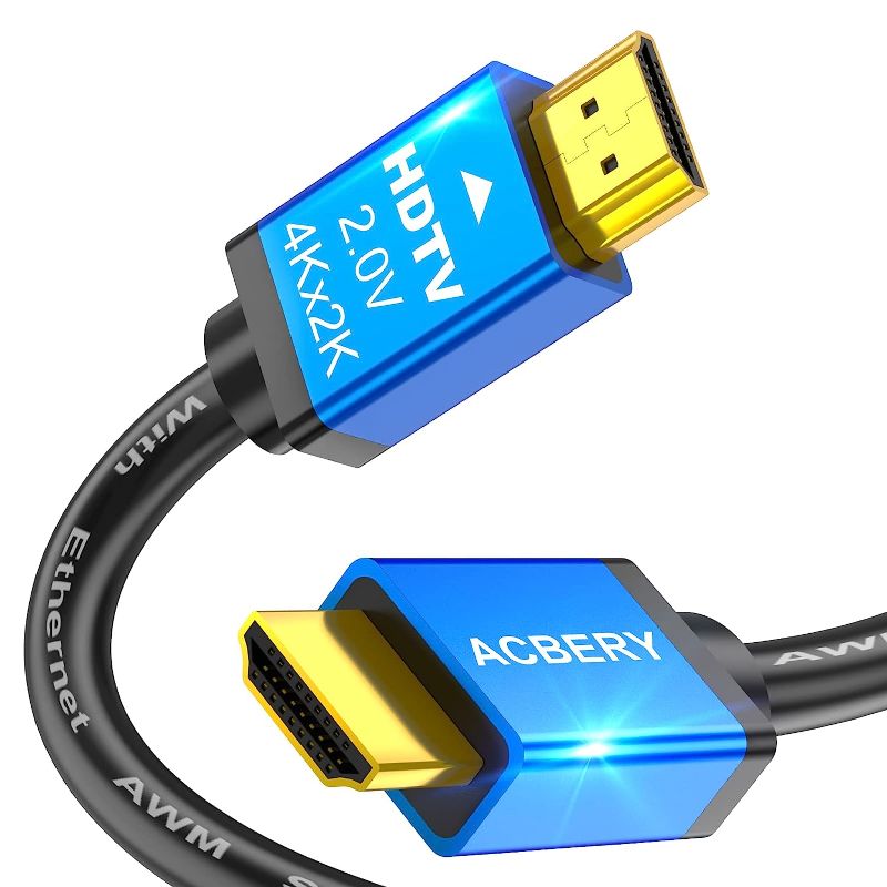 Photo 1 of ACBERY 4K HDMI Cable 15FT, 18Gbps Ultra High Speed HDMI 2.0 Cable, 4K@60Hz 2K 3D HDR 2160P ARC & Ethernet HDMI Cord, HDMI to HDMI Cable for Laptop, Monitors, Roku Fire TV, HDTV, PS5, Xbox One & More
