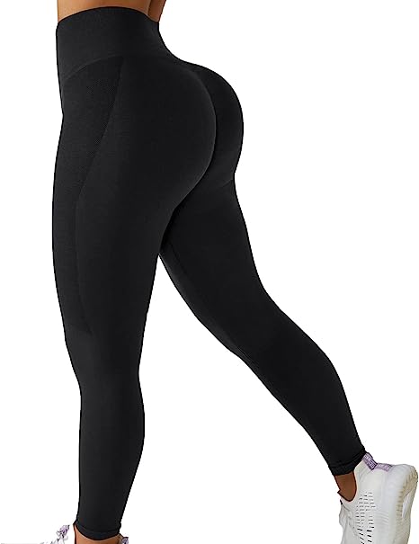 Photo 1 of AMOLICASA Seamless Scrunch Workout Leggings for Women Contour Tummy Control Yoga Pants