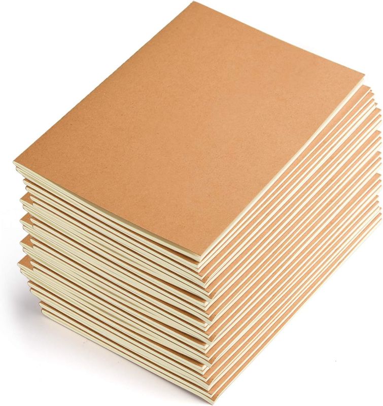 Photo 1 of Coopay 36 Pack Journal Notebook Kraft Brown Cover Lined Notebooks Bulk for Travelers - A5 Size - 210 mm x 140 mm - 60 Lined Pages/ 30 Sheets Making Plans Writing Memos Office School Supplies
