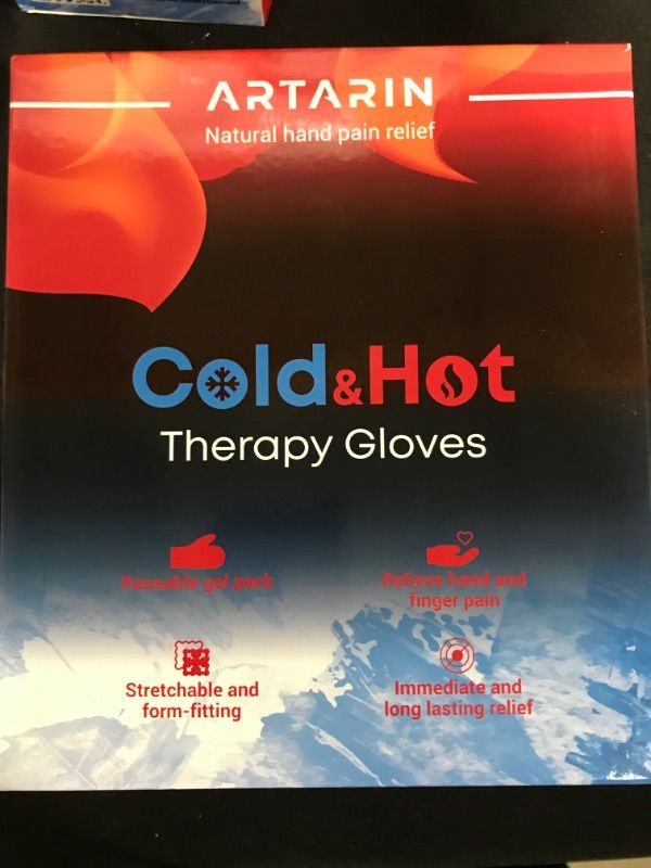 Photo 2 of  Hot and Cold Hand Therapy Gloves - Reusable Gel Ice Pack - Therapy Mittens for Arthritis - Carpal Tunnel - Neuropathy - Chemotherapy - Hand Injuries - Post Surgery (L-XL, Blue)