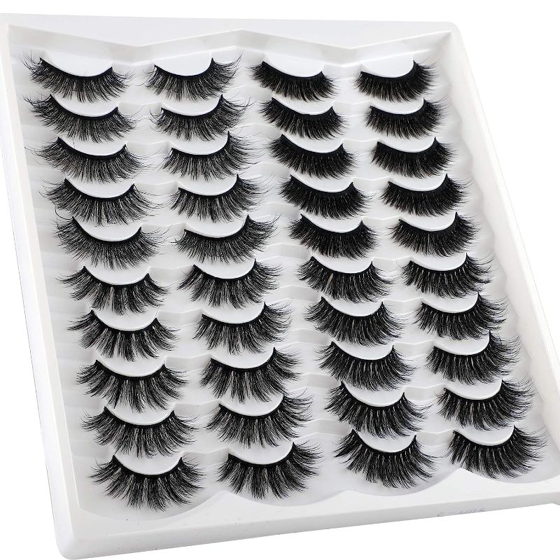 Photo 1 of 20 Pairs Fluffy False Eyelashes Dramatic Natural Look Lashes Mink Wispy 20MM Fake Eyelashes Long Thick Volume Eye Lashes 4 Styles Mixed Faux Mink Eye Lashes