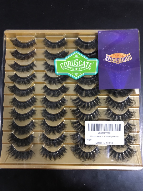 Photo 2 of 20 Pairs Fluffy False Eyelashes Dramatic Natural Look Lashes Mink Wispy 20MM Fake Eyelashes Long Thick Volume Eye Lashes 4 Styles Mixed Faux Mink Eye Lashes