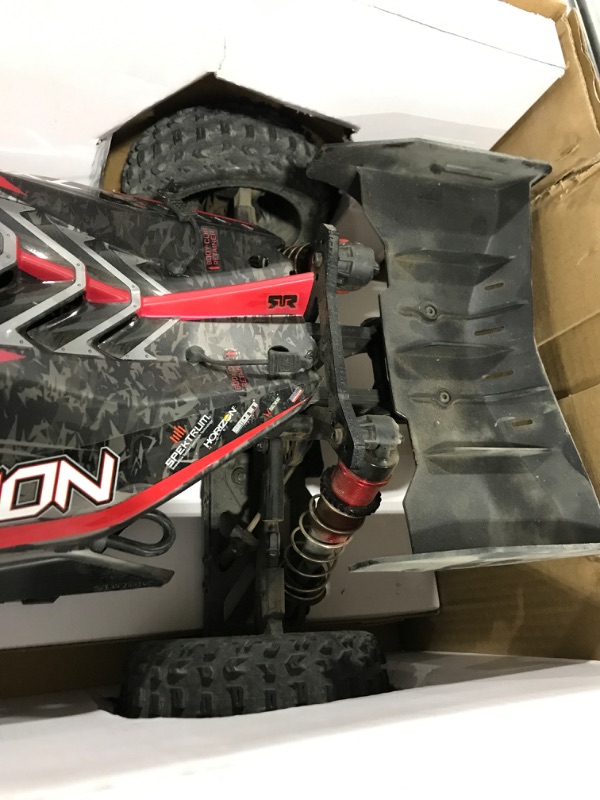 Photo 3 of ARRMA RC Car 1/8 Typhon 6S V5 4WD BLX Buggy with Spektrum Firma RTR (Ready-to-Run), Black and Red, ARA8606V5
