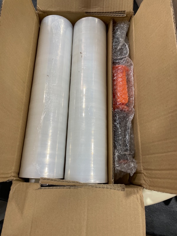 Photo 2 of JARLINK Stretch Film, 15 Inch x 1000 Feet Shrink Wrap for Pallet Wrap, Industrial Strength Stretch Wrap with Handles, Moving Wrapping Plastic Roll, 60 Gauge, 2 Pack, Clear 1-clear 2 Pack