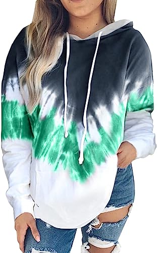 Photo 1 of Eytino Women Hoodies Tops Tie Dye Printed Long Sleeve Drawstring Pullover Sweatshirts with Pocket(S 