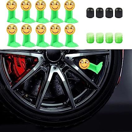 Photo 1 of 10 PCS Prank Valve Stem Cap Covers Funny Silicone Tire Caps for Car Motorcycle Truck Bicycles SUV Stem Cap Tires (Black-12)
