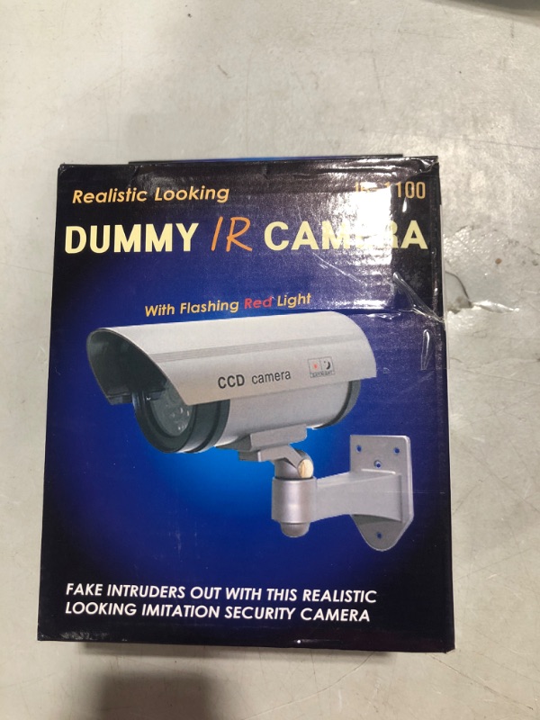 Photo 2 of Dummy Security Camera, Fake CCTV Surveillance System with Realistic Red Flashing Lights and Warning Sticker for Indoor Outdoor (1, Black) 1 Black