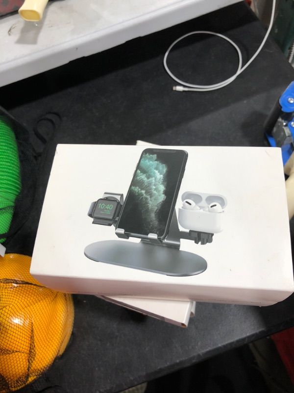 Photo 1 of 3 in 1 Aluminum Charging Station for Apple Watch Charger Stand Dock for iWatch Series 4/3/2/1