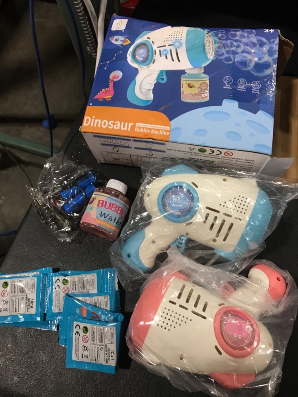 Photo 1 of  4.1 out of 5 stars 15 Reviews
SAITI 2 Bubble Guns, Bubble Maker Blower Bubble Machine with 2 Bubble Solutions for Kids, Bubble Blaster, Summer Toys, Outdoor & Indoor Activity, Birthday, Easter, Valentine Party Favors