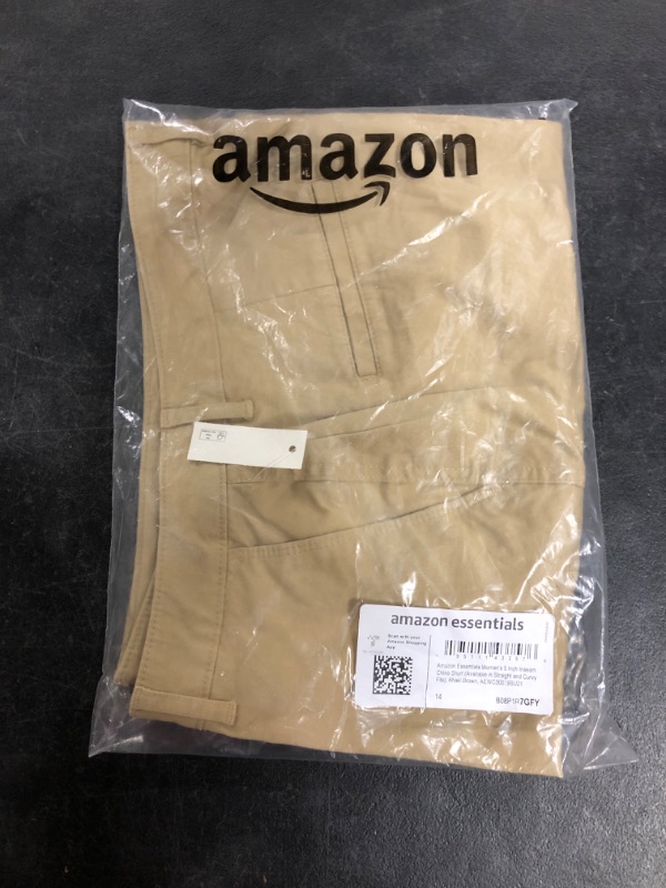 Photo 2 of Amazon Essentials 5" Inseam Chino Short, Khaki Brown, Size 14