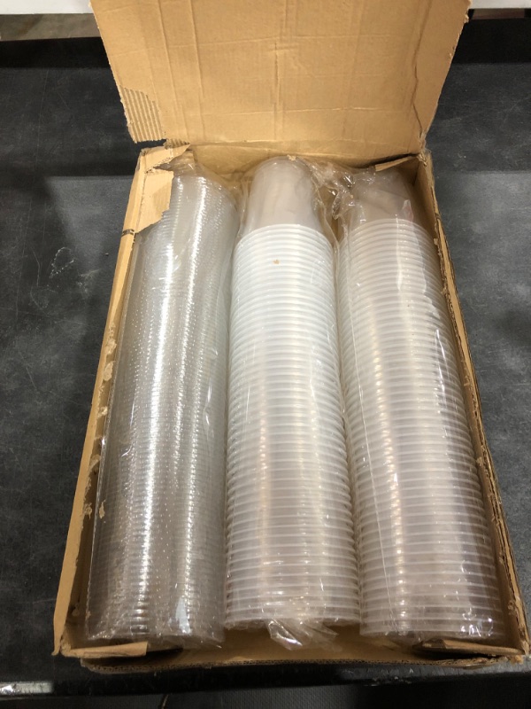 Photo 2 of 100 PACK 12 oz Clear Plastic Cups with Dome Lids