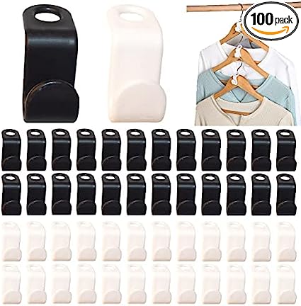 Photo 1 of 100 Pack Clothes Hanger Connector Hooks, Space Saving Cascading Hanger, Extender Hooks Closet Organizer and Storage(White & Black)
