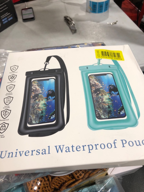 Photo 2 of v-Golvin Universal Waterproof Phone Pouch IPX8 Underwater Case Cell Phone Dry Bag for iPhone 13 12 11 Pro Max SE 2020 XS Max XR 8 7 6s Plus S22 S21 Note 20 Ultra & Smart Phones Up to 7"-Black+Teal
