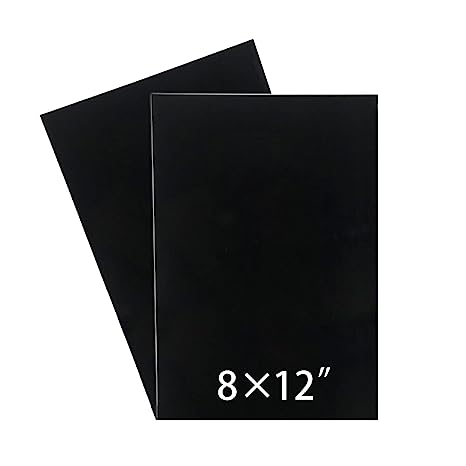 Photo 1 of 2 Pcs Black Acrylic Sheet 8 x12x 0.04" Hard Plastic ABS Sheets Black Plexiglass Sheet Smooth Surface Acrylic Board with Protective Paper,Color Plastic Plexiglass Sheet for Crafts Sgins
