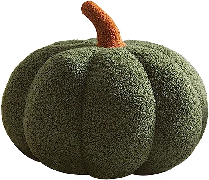 Photo 1 of 3D Pumpkin Throw Pillow Hugging, Fluffy Pumpkin Plush Pumpkin Stuffed Animal Toys, Pumpkin Pillow Sofa Cushion Pumpkin for Home Decor Halloween, Christmas or Birthday Party (Olive Green, 8 Inch)¡­
