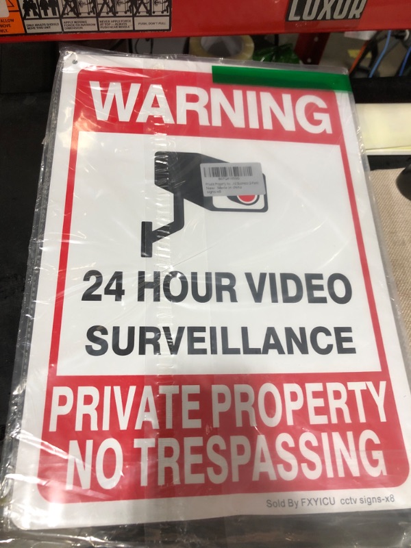 Photo 2 of Large No Trespassing Signs Private Property Metal,Warning 24 Hour Video Surveillance Sign 10x14 Aluminum UV Printed,Durable/Weatherproof Up to 7 Years Outdoor for Home and Business (2-Pack)