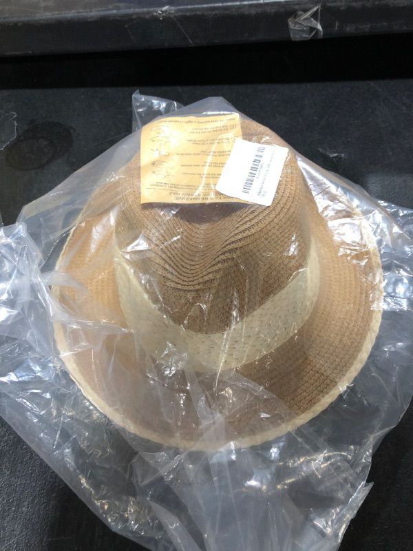 Photo 1 of Fedora Straw Sun Hat for Women Mens Short Brim Summer Beach Hats Packable Panama Fedora Hat