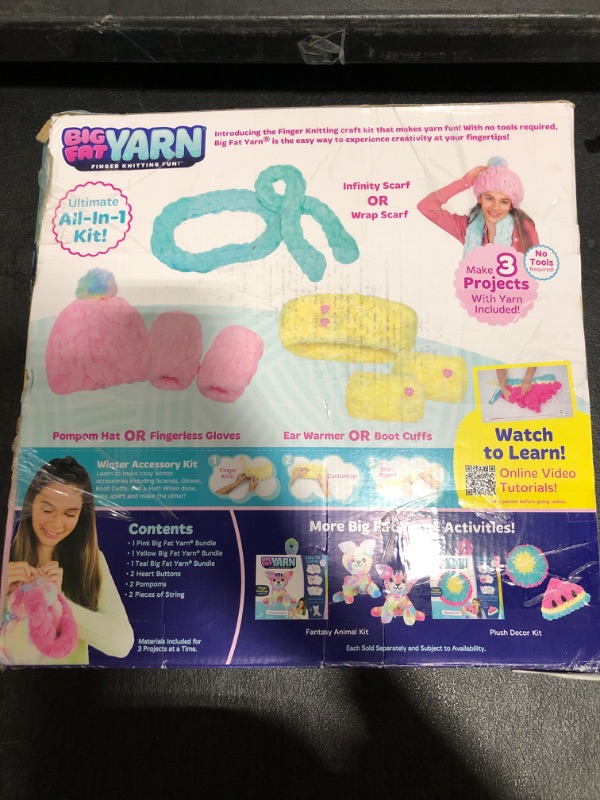 Photo 3 of Big Fat Yarn Winter Accessory Kit - Fun DIY All in One Finger Knitting Kit - Level 1: Beginner, Arts and Crafts for Kids Teens Tweens and Adults - 6 Project Ideas - Ages 6+